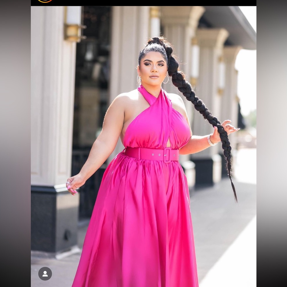 NWT- Hot pink plus size halter wide leg jumpsuit 1x-4x